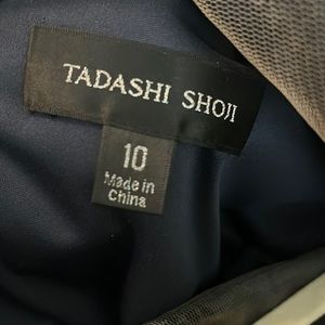 TADASHI SHOJI Navy  Floral Stretch Neoprene Scuba Lace Sheath Dress.